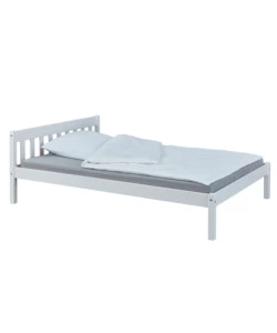 LETTO MATRIMONIALE IN LEGNO DI PINO MASSELLO BIANCO 140X200 CM